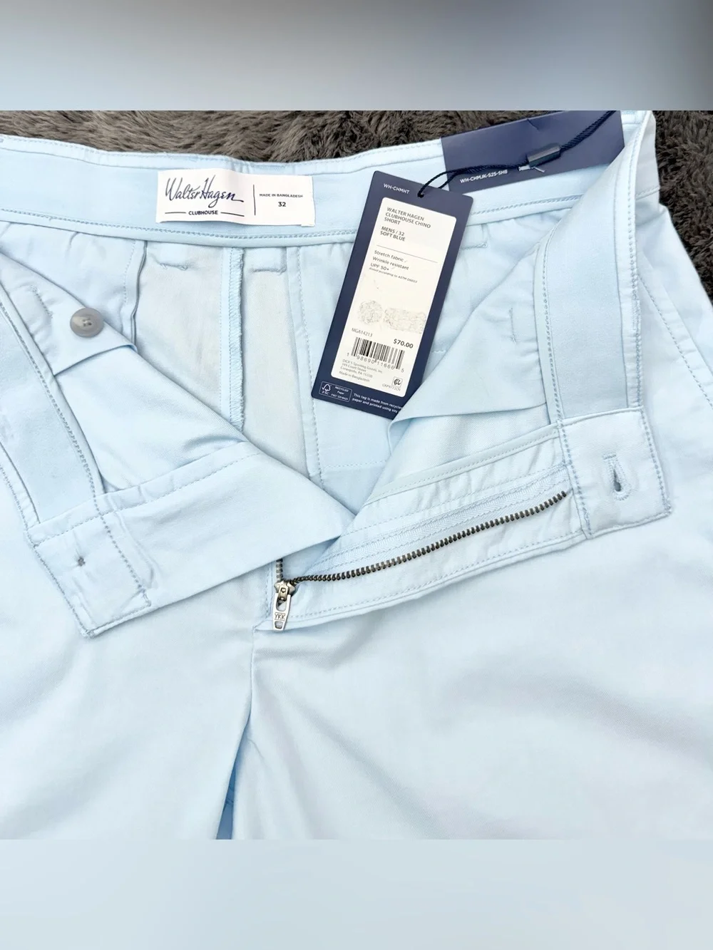 NWT Walter Hagen 8” Inseam Flat Front Chino Shorts Size 32